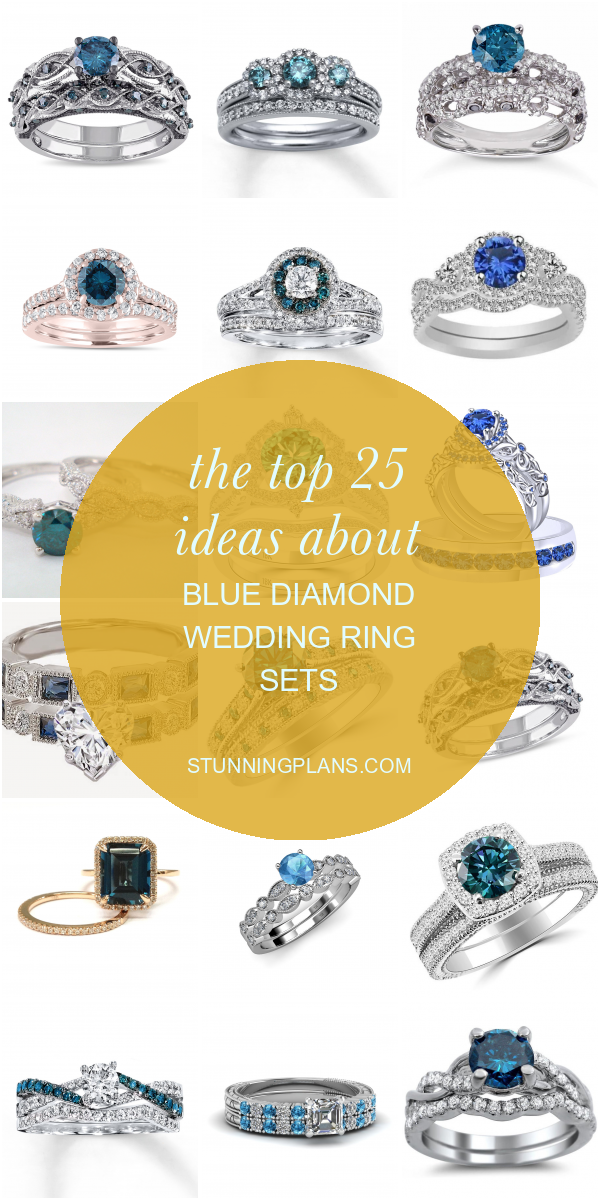 blue diamond bridal ring sets